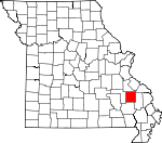 Map of Missouri showing Madison County 