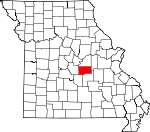 Map of Missouri showing Maries County 