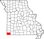 Map of Missouri showing McDonald County 