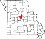 Map of Missouri showing Moniteau County 