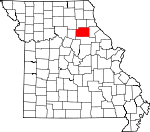 Map of Missouri showing Monroe County 