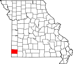 Map of Missouri showing Newton County 