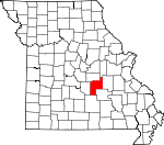 Map of Missouri showing Phelps County 