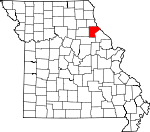 Map of Missouri showing Ralls County 