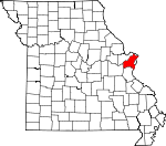 Map of Missouri showing St. Louis County 