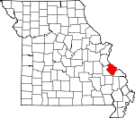 Map of Missouri showing Ste. Genevieve County 