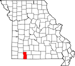 Map of Missouri showing Stone County 