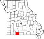 Map of Missouri showing Taney County 