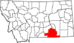 Map of Montana showing Big Horn County 