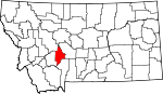 Map of Montana showing Broadwater County 