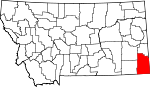 Map of Montana showing Carter County 