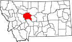 Map of Montana showing Cascade County 