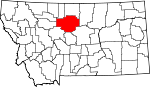 Map of Montana showing Chouteau County 