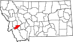 Map of Montana showing Deer Lodge County 