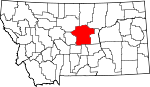 Map of Montana showing Fergus County 