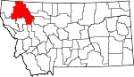 Map of Montana showing Flathead County 