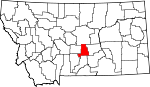 Map of Montana showing Golden Valley County 