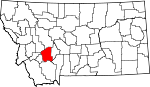 Map of Montana showing Jefferson County 