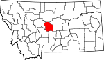 Map of Montana showing Judith Basin County 