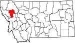 Map of Montana showing Lake County 