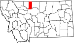 Map of Montana showing Liberty County 