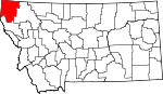 Map of Montana showing Lincoln County 