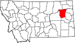 Map of Montana showing McCone County 