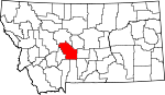 Map of Montana showing Meagher County 