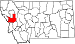 Map of Montana showing Missoula County 