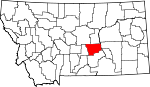 Map of Montana showing Musselshell County 