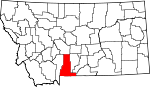 Map of Montana showing Park County 