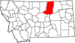 Map of Montana showing Phillips County 