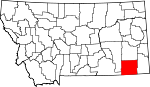 Map of Montana showing Powder River County 