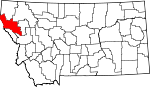 Map of Montana showing Sanders County 