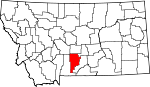 Map of Montana showing Sweet Grass County 