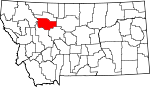 Map of Montana showing Teton County 