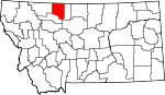 Map of Montana showing Toole County 