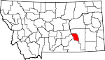 Map of Montana showing Treasure County 