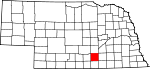 Map of Nebraska showing Adams County 