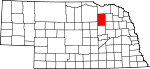 Map of Nebraska showing Antelope County 