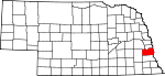 Map of Nebraska showing Cass County 