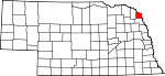 Map of Nebraska showing Dakota County 