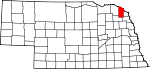 Map of Nebraska showing Dixon County 