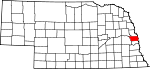 Map of Nebraska showing Douglas County 