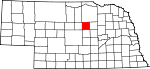 Map of Nebraska showing Garfield County 