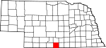 Map of Nebraska showing Harlan County 