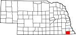 Map of Nebraska showing Pawnee County 