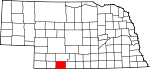 Map of Nebraska showing Red Willow County 