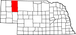 Map of Nebraska showing Sheridan County 