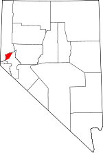 Map of Nevada showing Storey County 